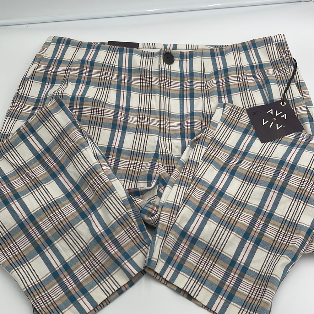 Ava &Viv Skinny Stretch 16W/R Plaid Pants